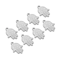 Eight silver Hamsa hand charms for jewelry making with intricate hollow patterns - 21*15mm Hamsa Hand Dotted Texture Pendant / Steel