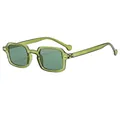 Retro translucent forest green square sunglasses with lightweight frames and tinted lenses - Green Frame Green Lens (C3)