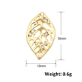 Golden leaf pendant with rhinestones measuring sixteen by ten millimeters for DIY jewelry - A0477-Gold Zirconia Hollow Leaf Pendant