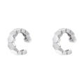 Dettaglio macro dei polsini per orecchie a C in argento con trama geometrica - VE1426 Oro Bianco 1 Paio (Geometrico Sfaccettato)