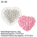 Heart rose silicone mold for soap and resin DIY with 7x6.5x3cm mold size details - Dense Rose Cluster Heart / Gray