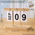 Minimalist wooden flip calendar on bamboo base for desktop decoration and home office - Bamboo Calendar-Natural
