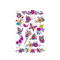 Fluorescent butterfly and rose tattoo sticker with colorful floral designs for the face and arm - Fluorescent OHB-010