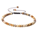 Adjustable 4mm natural stone beaded energy bracelet with earthy amber and brown tones - Crazy Agate