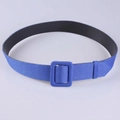 Women's 4cm solid royal blue fabric waist belt with matching square wrapped buckle - 4cm / Blue