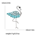 Spilla fenicottero con strass e cristalli blu per abiti, misura 6,0cm per 4,0cm - Blu