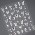 3D holographic butterfly and bamboo nail art sticker TL-114 with black bead accents - White Holographic Laser Butterfly Style (TL-114)