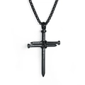 Collana con ciondolo a croce nera stile punk da uomo con catena in metallo nero - Canna di fucile
