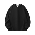 Classic black crewneck sweatshirt in heavy jacquard fabric with ribbed cuffs and hem - L / Black