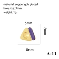 Purple enamel heart charm bead in gold-plated copper for handmade DIY jewelry making - Purple Triangle (A-11)