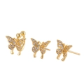 Set di gioielli a farfalla dorata con polsino per orecchio e borchie in zircone - Set di Orecchini a Farfalla (Clip per osso dell'orecchio + borchie) / Giallo Oro