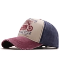 Gorra de béisbol vintage lavada con estampado de moto y visera granate desgastada - Ajustable / Azul Marino