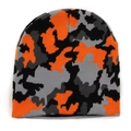 Detailed view of the camouflage knit beanie showing orange, gray, and black textures - One Size / Orange Grey Black Camo (06)