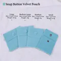 Light blue velvet jewelry pouch with snap button available in four different sizes - Snap Velvet Jewelry Pouch / 9.5*9.5cm / Teal Blue