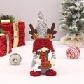 Gnomo di Natale con cappello di paillettes che tiene una renna, decoro natalizio festivo - Stile Cappello con Paillettes Argento (HX-2263B)