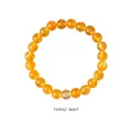 Elegant citrine beaded bracelet featuring bright amber round stones on white background - Citrine Amber Orange Style (WB335)