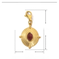 Detail of gold sun pendant with red natural stone and stainless steel lobster clasp dimensions - Round Sun-Ruby Color