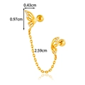 Golden butterfly wing ear cuff chain with zircon studs in a polished finish - Butterfly Linked Chain Style (AMY2-1#金)
