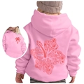 Kids bright pink hooded sweatshirt with Chasing Sunsets tropical flower print design - Tops / 100cm / Pink
