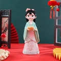 Ancient style Chinese doll figurine in green and pink hanfu holding a book decoration - 1003-24 Large Reading Book