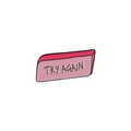 Cute pink and red enamel eraser pin with Try Again text in durable cartoon metal style - Pink Eraser-TRY AGAIN