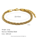 Elegante pulsera de acero inoxidable chapada en oro de 18K con cadena de cuerda trenzada - Tobillera de 22+5CM (Bicolor Oro/Plata)