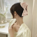 Pince à cheveux élégante avec grand nœud en satin rose pâle pour coiffures sophistiquées - Rose