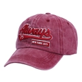 Berretto bordeaux in cotone lavato con ricamo Always 75 e scritta New York City - Regolabile / Borgogna