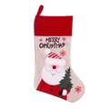 Calza natalizia con Babbo Natale e albero con bordo in velluto rosso elegante - Nuovo Stile Babbo Natale