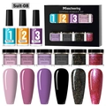 Dipping powder nail kit Suit-08 with 6 color glitters and 3 base activator top coats - Solid Color Dipping Powder Set 08 (Suit-08)