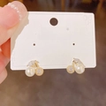 Pendientes de cereza con perlas blancas y circonitas brillantes con acabado dorado - Estilo Cereza (Retención de Color de Oro Real Grueso)