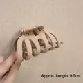 9.5cm matte beige hair claw clip for thick hair, shark clip style with grip teeth - Matte 6-Claw Khaki-9.5cm