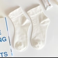 Chaussettes blanches en coton style JK avec bordure en dentelle pour femmes - Revers Large
