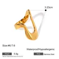 Exaggerated wavy gold ring in waterproof stainless steel with irregular liquid lines - Gold Exaggerated Wave Style (JDR2401013)
