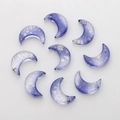 Blue gradient crescent moon glass pendants with gold glitter for DIY jewelry making - Morning Blue Gradient