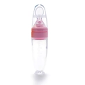Biberon a cucchiaio in silicone rosa per neonati con scala da 50ml e base a ventosa - Rosa