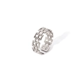 Adjustable hollow mesh silver titanium steel ring with minimalist woven design - Hollow Lattice Design (TR4005-S) / Silver