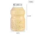 700ML transparante PET-sapfles met zilveren deksel, maat 15,2CM hoogte en 8,8CM breedte - 700ml Getailleerde Fles/Afsluitdeksel