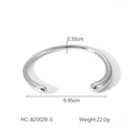 Polished silver stainless steel cuff bangle for women with 6.95cm diameter and 0.35cm width - Silver Waterdrop End Open Cuff (HC-B20029-S)