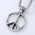 Vintage 304 stainless steel peace sign pendant necklace with star detail on box chain - Star Peace Sign Style