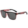 Polarized sports sunglasses in matte black with red accents and zebra-print temples - Transparent Red Frame Gray Lens