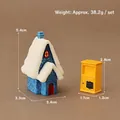 Miniatur-Set mit blauem Schneehaus und gelbem Schrank für Weihnachtslandschaften - Set 1 (Blaues Steinhaus + Gelber Schrank)