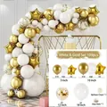 109pcs white and gold balloon arch kit with metallic star balloons and confetti decor - White Gold Set 02