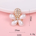 Detail view of pearl and rhinestone floral jewelry accessory with 32mm size specifications - D288 Waterdrop Pearl (Gold)