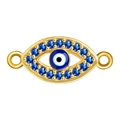 14K vergoldeter Evil Eye Anhänger mit blauen Zirkonsteinen und Emaille-Perlen - Blau Zirkonia Gold Auge-A0094