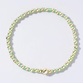 Handmade beaded bracelet with light green translucent beads and gold metal spheres - Matte Green and Gold