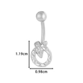 Silver stainless steel snake belly ring with sparkling rhinestones and size measurements - Snake Ring Style (4#) / Silver
