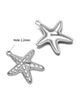 Silver stainless steel starfish pendants with textured finish and 2.2mm hole size - 32*36mm Starfish / Steel