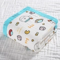 Soft multi-layer cotton baby gauze blanket with astronaut bear print and blue trim - 4-Layer Wide Edge 110*110cm / Outer Space