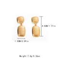 Elegant gold-tone hollow trapezoid earrings with grid texture measuring 4.5cm height - Grid Embossed Rectangle (TL-E1341-02)